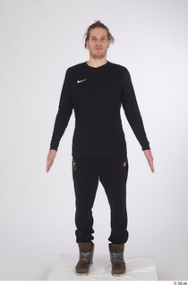  Arvid black joggers black long sleeve t shirt brown shoes brown winter boots dressed sports standing whole body 0001.jpg